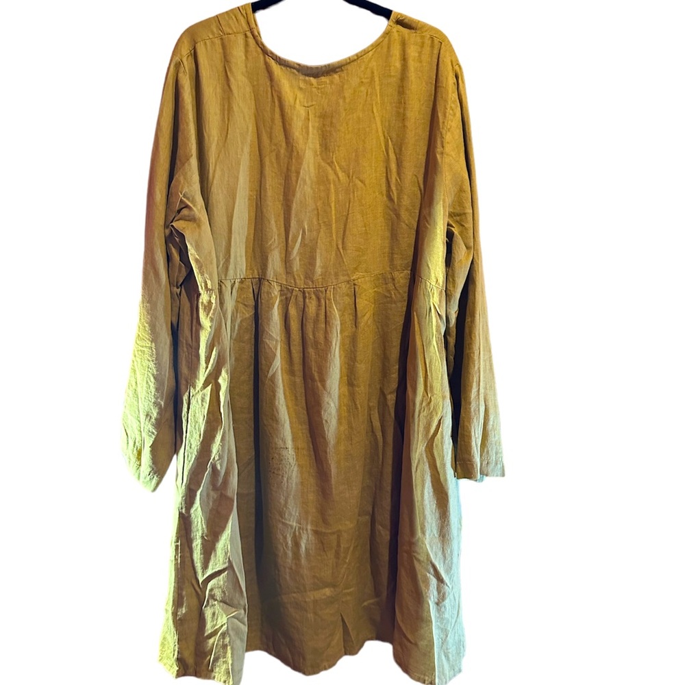 FLAX NWT Corozo Collection heavier weight Linen Mustard Colored Dress Size 1G - Picture 3 of 14